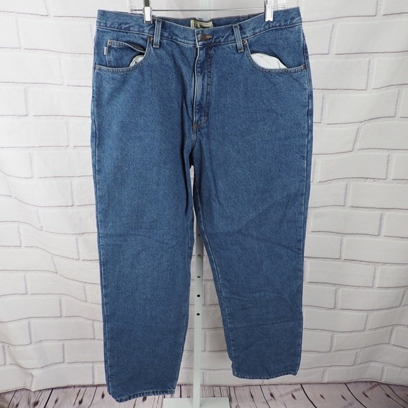 L.L. bean 38x32 natural flannel fit lined jeans insulated - Picture 1 of 14